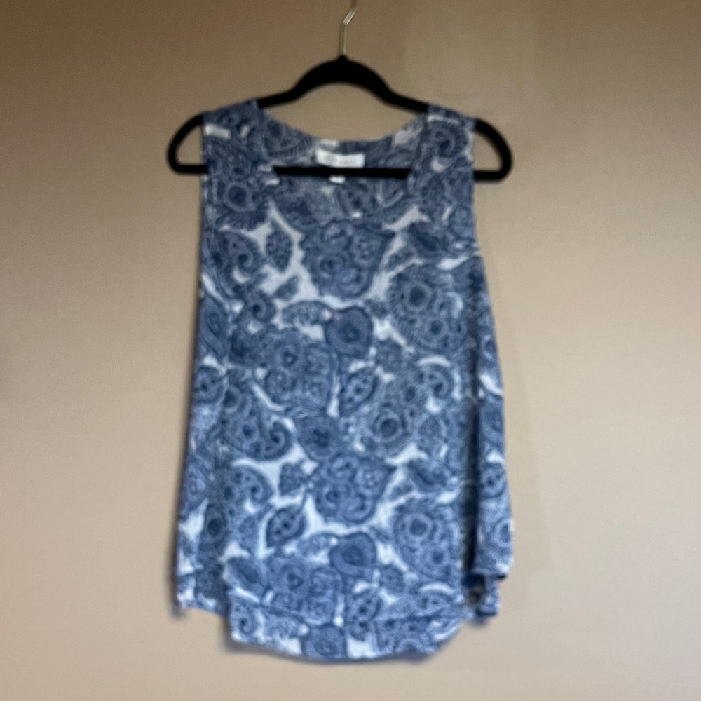 Christina Blue and White Paisley Sleeveless Blouse